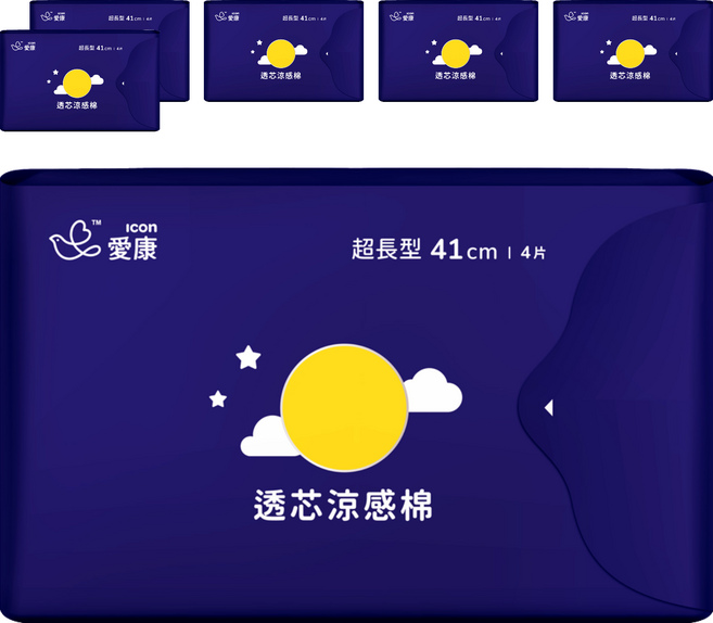 icon 愛康 透芯涼感衛生棉, 41cm, 4片, 6包