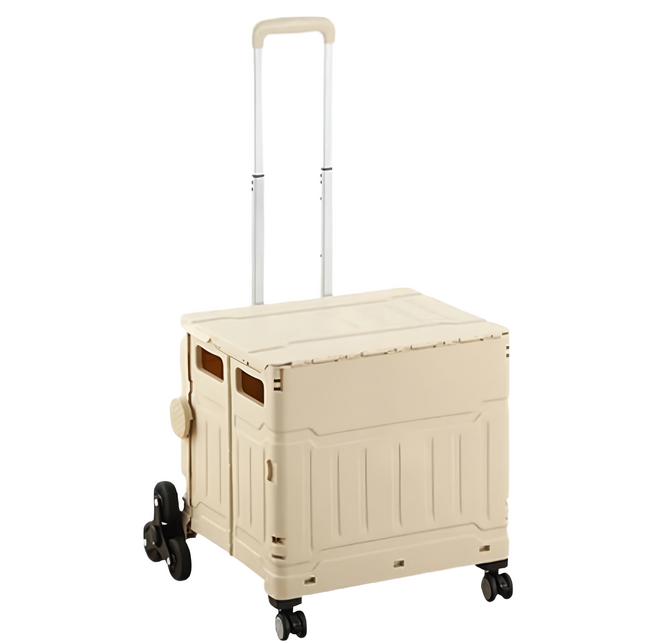 MONACO 魔娜歌 折疊購物車中號 爬梯款 50L, 奶茶色, 1個