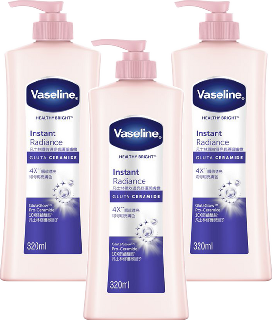 Vaseline 凡士林 瞬效透亮修護潤膚露, 320ml, 3件