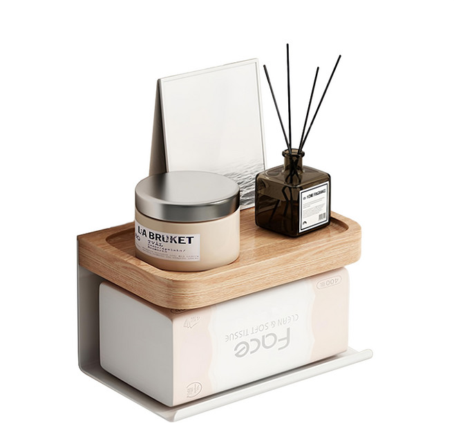 好物良品 原木質感面紙盒置物架 18cm, 淺櫸木/白色, 1個