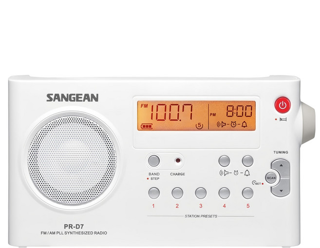 SANGEAN 山進電子 二波段數位式充電收音機, PRD7, 白色