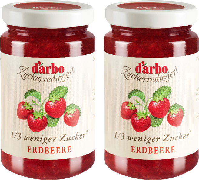 d'arbo 德寶 80%果肉減糖草莓果醬, 250g, 2罐