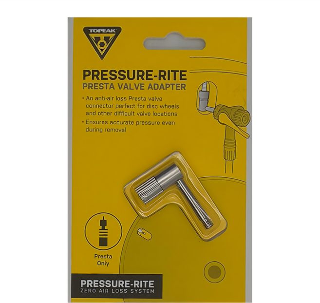 TOPEAK Pressure-Rite 碟輪用直角氣嘴轉接頭 法式嘴, 銀色, 1個