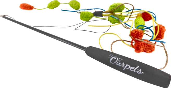 OurPets 三節式 伸縮逗貓棒 顏色隨機, 多色, 1個