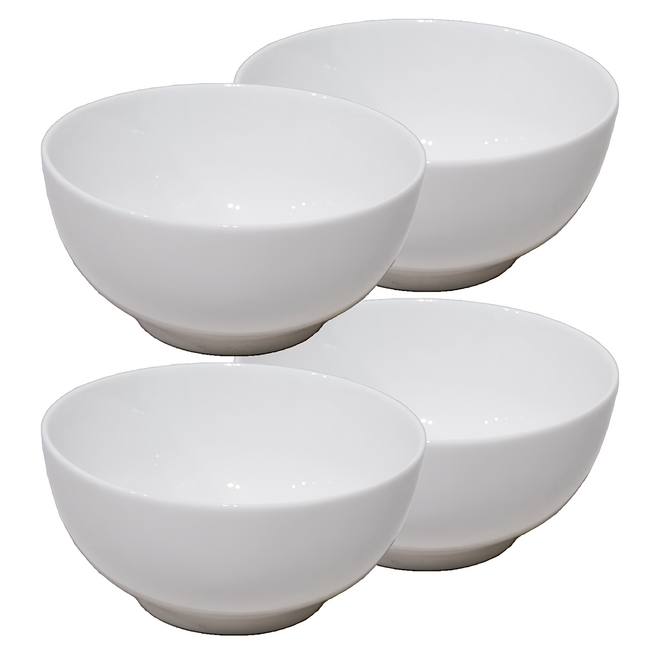 JUST HOME 純白新骨瓷飯碗4件組, 純白色, 飯碗, 1組