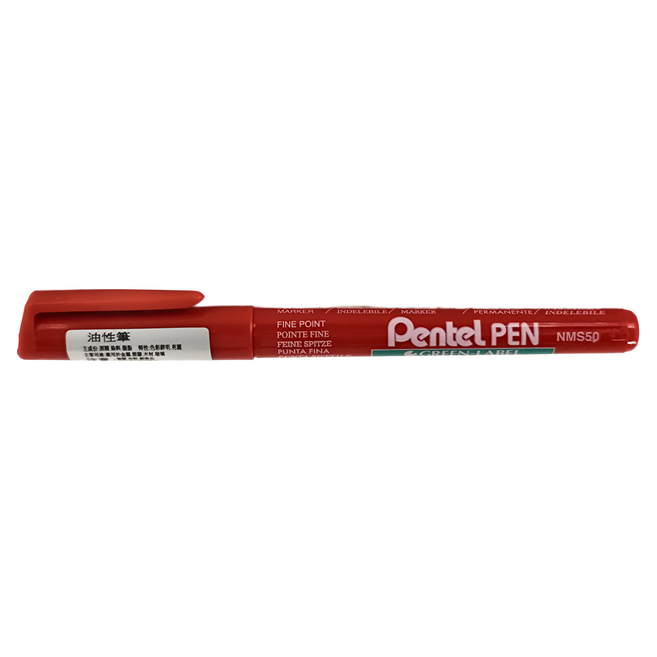 Pentel 飛龍文具 細字環保油性筆 NMS50-B, 紅色, 12支