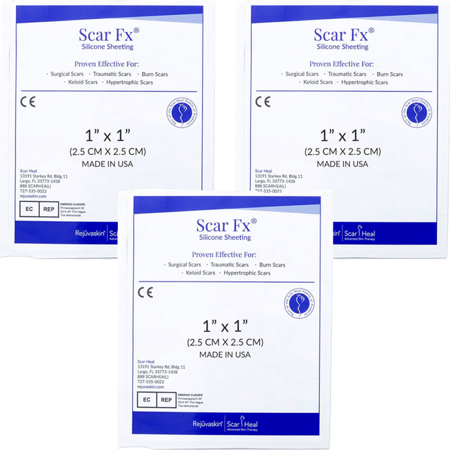 Rejuvaskin Scar Heal Scar Fx 疤痕護理矽膠片 2.5 x 2.5cm 10g, 3個