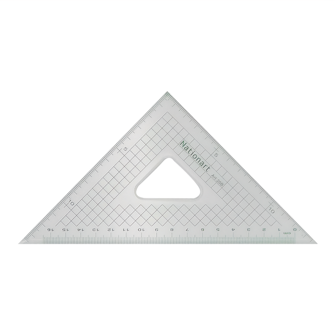 Nationart 方眼切割三角板 T05-CT20B 20cm(45-45度), 透明色, 1個