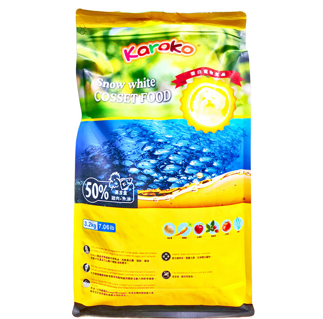 karoko 樂果 全犬種 淚腺雪白保健配方 乾飼料, 雞肉 + 魚油, 3.2kg, 1包