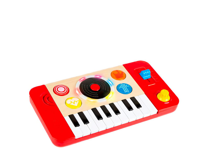 Hape 搖滾DJ音樂鍵盤 可攜式混音音樂台 提升孩子音樂性 探索聲音和節奏, 紅色DJ音樂鍵盤, 1個