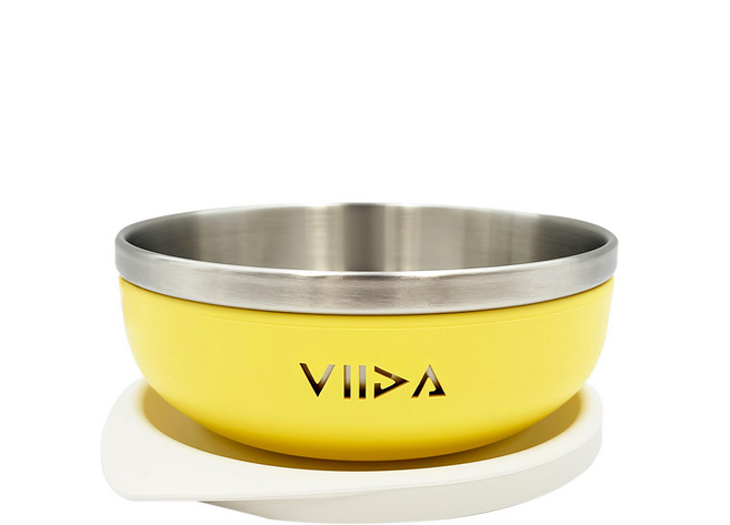 VIIDA Soufflé 抗菌不鏽鋼餐碗 430ml, 萊姆黃, 1組