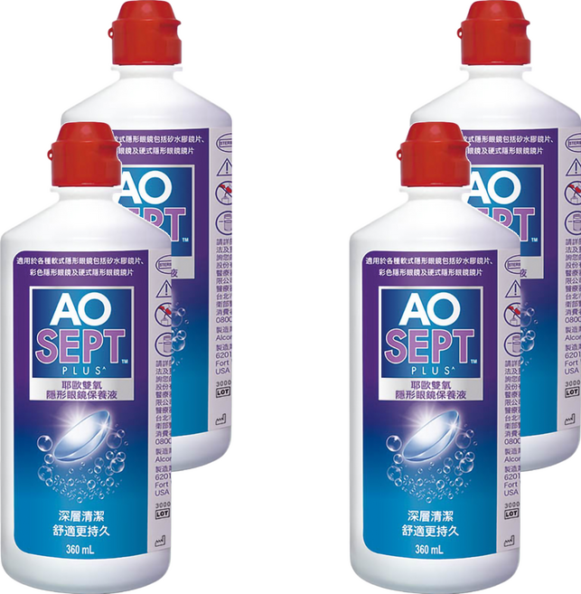 Alcon 愛爾康 AO耶歐雙氧隱型眼鏡保養液, 360ml, 4瓶