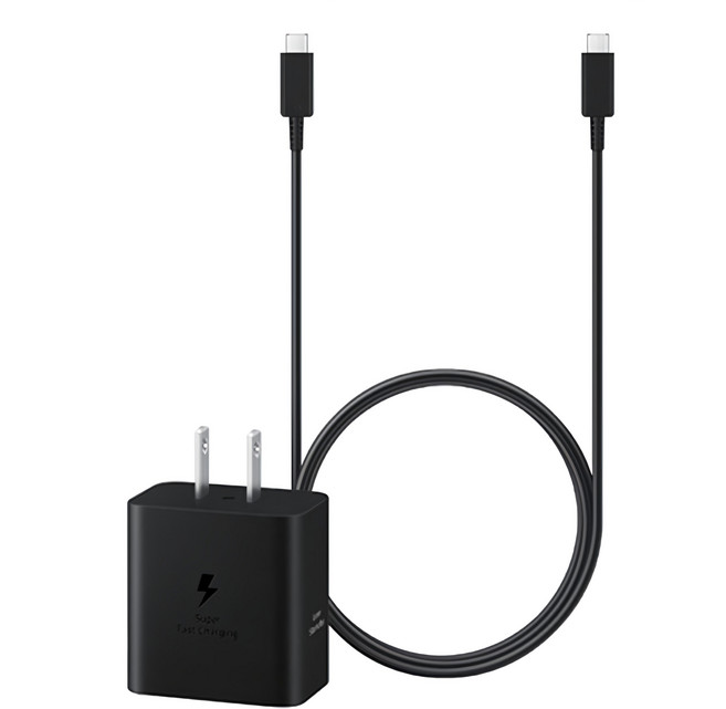 SAMSUNG 三星 快充通用型旅充組 45W 充電頭 + 雙Type-C充電線 T4511, 黑色, 1組