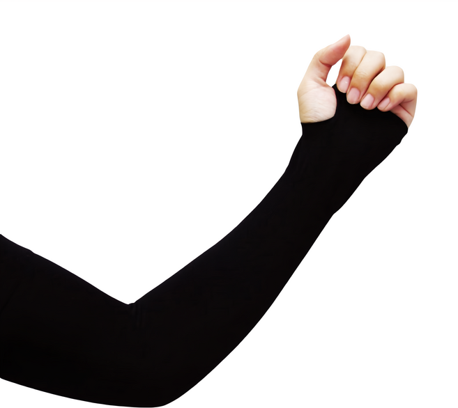 AQUA.X 冰絲涼感袖套 套指款, 黑色, 1雙