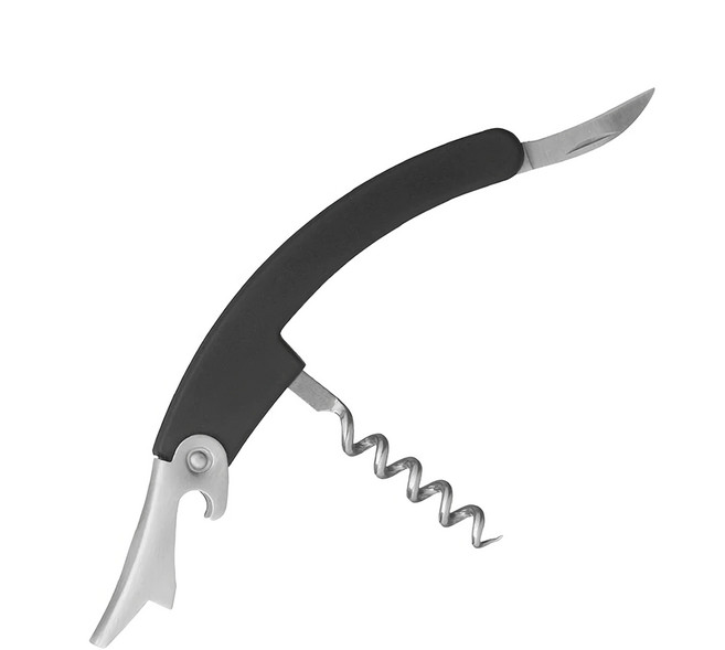 bar craft 酒保型開酒器 11 x 4 x 1.2cm 75g, 銀色 + 黑色, 1個