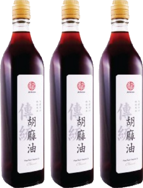 真老 純冷壓黑麻油, 500ml, 3瓶