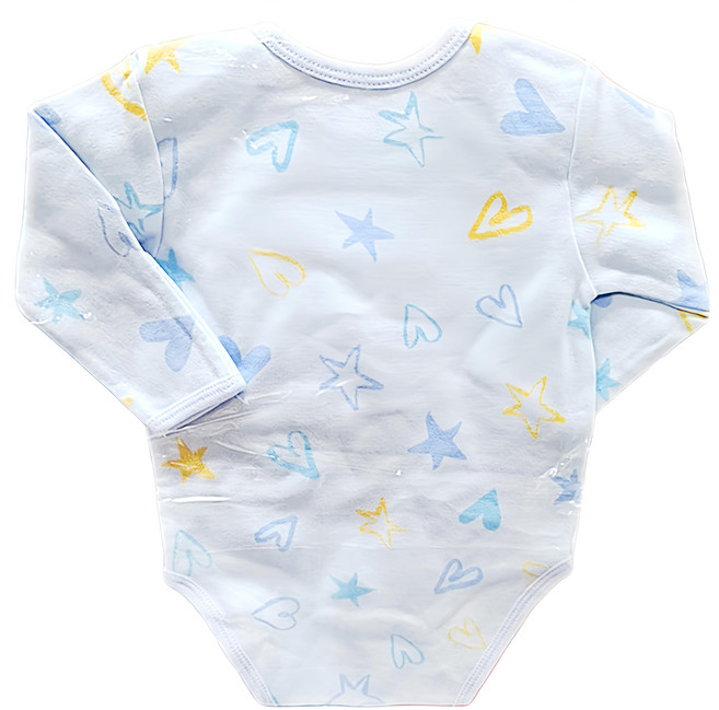 New Star 明日之星 純棉嬰兒包屁衣 厚碎花 長袖短褲 反摺包手