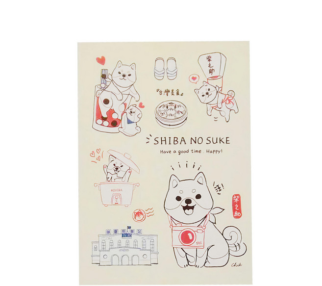 Sunny 三瑩文具 簡單小日常插畫明信片 Set, 柴犬遊台, 7個