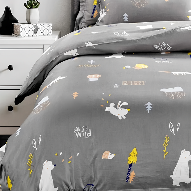 LoveCity 寢城之戀 吸濕排汗萊賽爾天絲四季兒童小涼被, 萌樂園 灰色