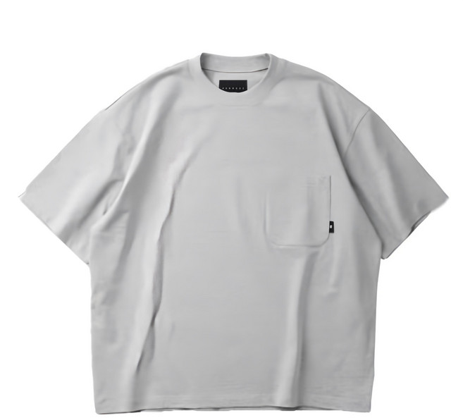 BOHRHOO 24SS Letter Print Pocket 字母印花口袋短Tee, 灰色