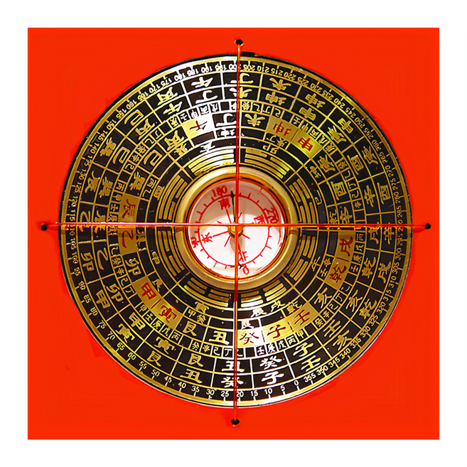 開運陶源 羅經 指南北針 小羅盤, 紅色 + 金色, 2個