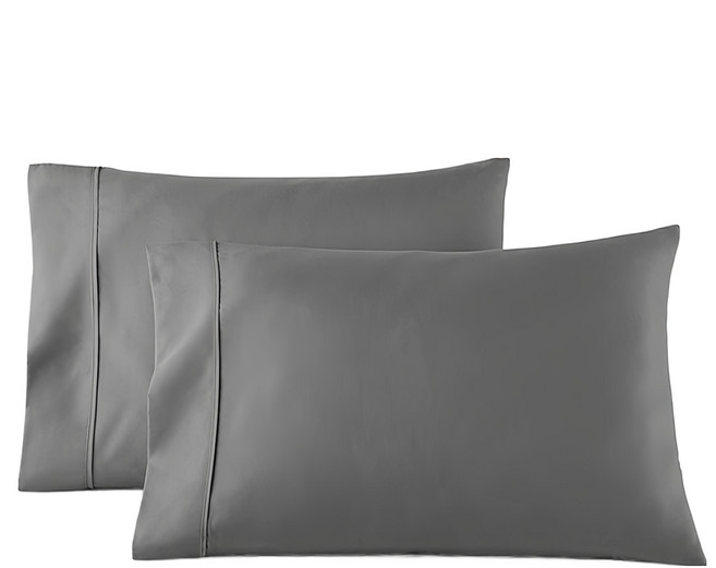 AHOYE 1800針細纖柔膚枕頭套 2個 雙刷抗皺 灰色