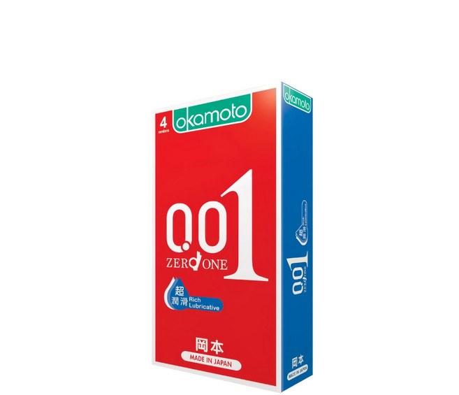 okamoto 岡本 001RL 超潤滑保險套, 4個, 1盒