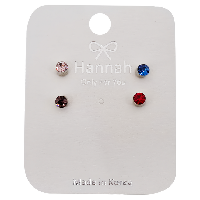 Hannah 正韓18-2貼耳針式耳環 Set 4入