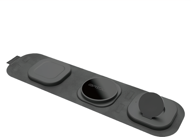 iBRIDGE 三合一收納無線充電器 IBW016 原廠保固, 黑色, 1個