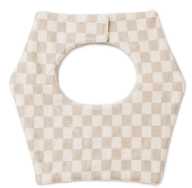 greySa 格蕾莎 嬰兒口水巾 100%純棉 柔軟親膚 雙面印花, 棋盤 格紋 米白色 + 米灰色, 1件