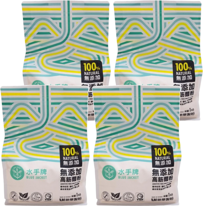 聯華製粉 BLUE JACKET 水手牌 無添加高筋麵粉, 1kg, 4包