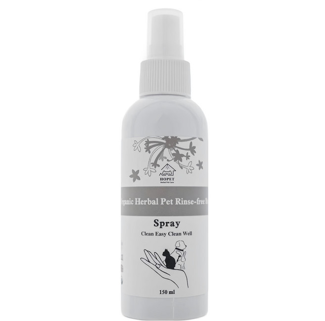 HOPET 植萃寵物乾洗噴霧 溫和清潔 快速除臭 毛孩適用, 1瓶, 150ml
