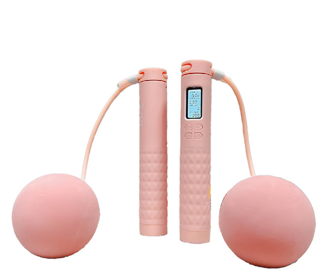 S-SportPlus+ TS38五鍵跳繩 無線跳繩 計數跳繩 大球跳繩 柄 粉白色, 1入