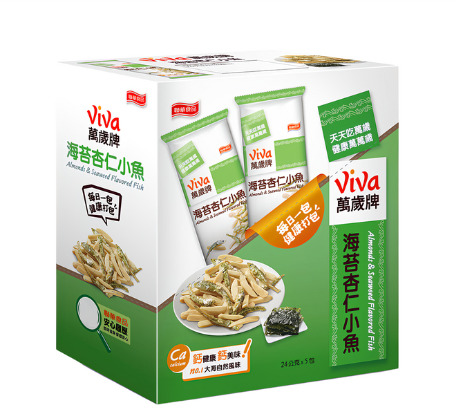 ViVa 萬歲牌 海苔杏仁小魚, 120g, 1盒