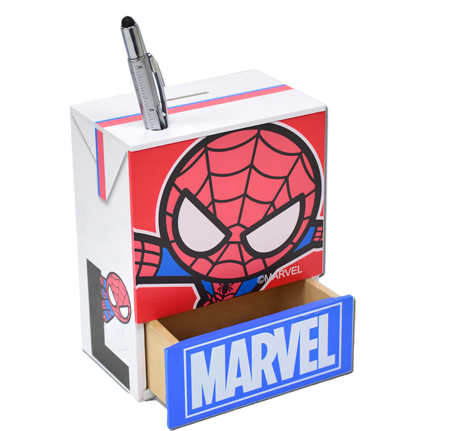 MARVEL 漫威 復仇者聯盟 鋁箔包造型 存錢筒 筆筒 收納置物盒, 蜘蛛人, 1個