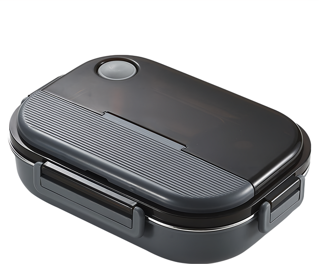 MASIONS 美心 可微波 PREMIUM 皇家316不鏽鋼分隔保溫便當盒 五格 附餐具/湯碗, 1個, 黑色