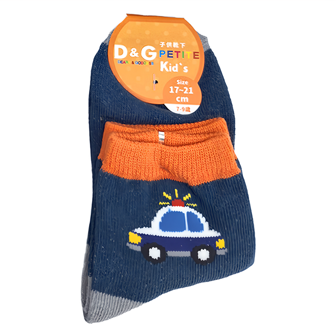 D&G 1/2童襪 警車 7-9歲 6雙入