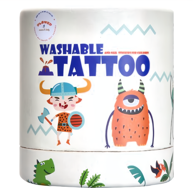 FLOWER MONACO 兒童紋身貼紙指甲貼套組 140+120PCS 水轉印工藝, 男孩款, 1組