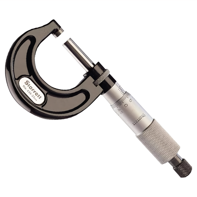 Starrett 外側分厘卡 外徑測微器(解析度0.01) 0~25mm, 1個
