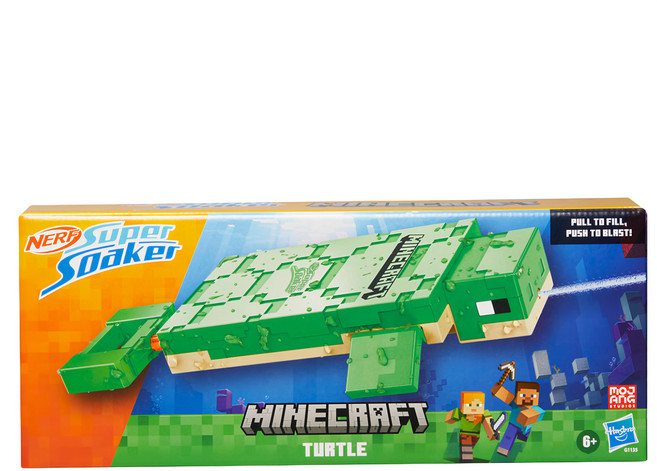 Hasbro 孩之寶 NERF Super Soaker 超威水槍 Minecraft海龜水槍, 青色 + 綠色, 1盒