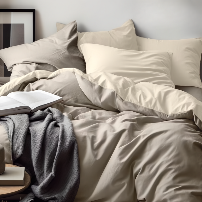 半島良品 馬卡龍薄被套 單人, 燕麥拿鐵