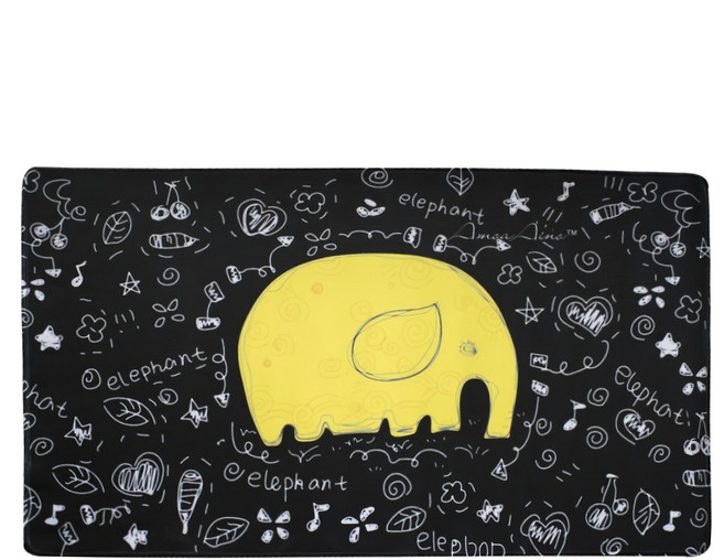 QIDINA 奇蒂可 日系超大療癒防滑滑鼠辦公墊, 1個, 塗鴉小象 黑色