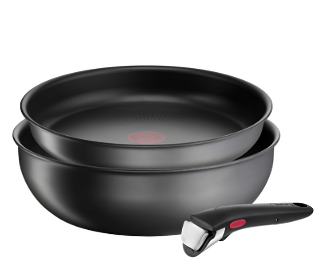 Tefal 特福 巧變精靈系列鍋具組 3個, 沉靜黑, 24 公分深煎鍋 + 26 公分炒鍋+ 可拆式把手, 1組