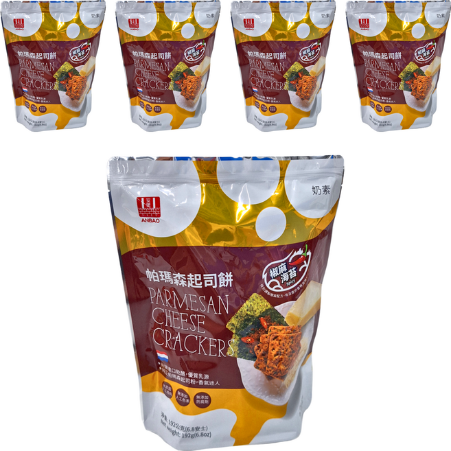 安堡 帕瑪森起司餅 椒麻海苔口味, 192g, 5包