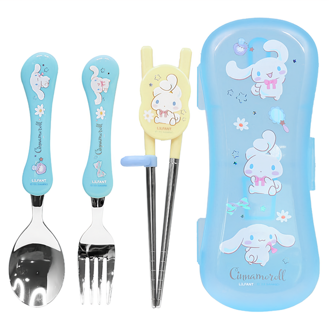 Cinnamoroll 大耳狗喜拿 大耳狗4件組, 收納盒 + 湯匙 + 叉子 + 筷子, 多色, 1組