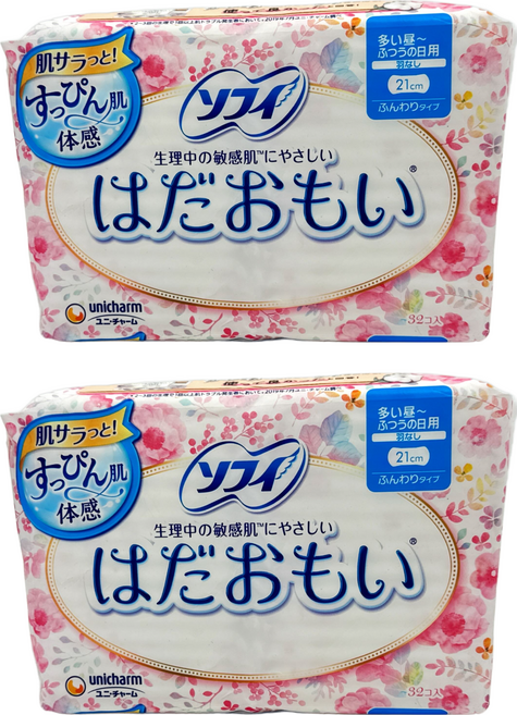 SOFY 蘇菲 日本原裝進口 敏感肌衛生棉 日用量多 無翼型, 21cm, 32片, 2包