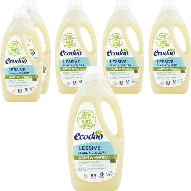 ecodoo 環保低泡沫66次洗衣精 馬賽皂, 2L, 6桶