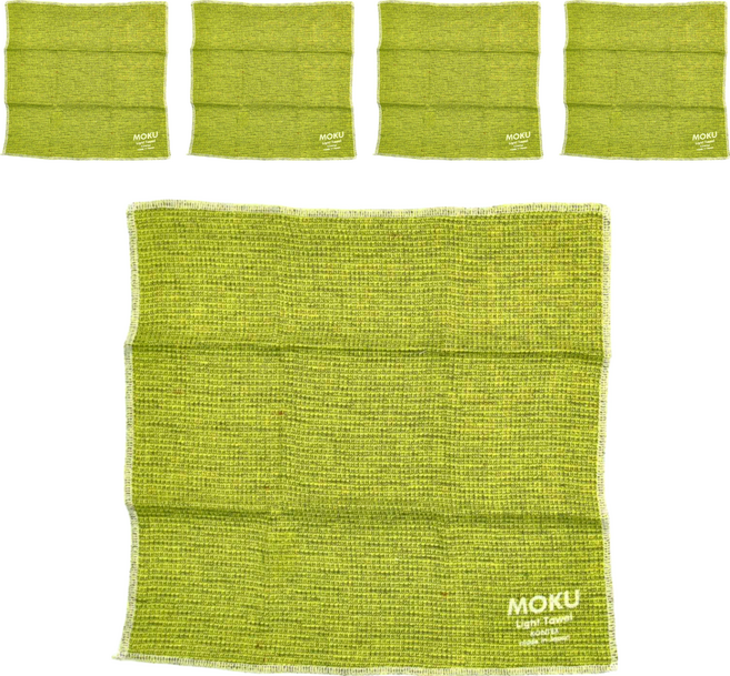 kontex MOKU 方巾五入組 100%棉 日本製造, 青草綠, 5條