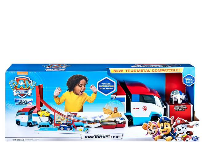 PAW PATROL 汪汪隊立大功 合金車系列大型救援巡邏車 附機器狗合金車 3歲以上, 1組, 白色 + 紅色 + 藍色