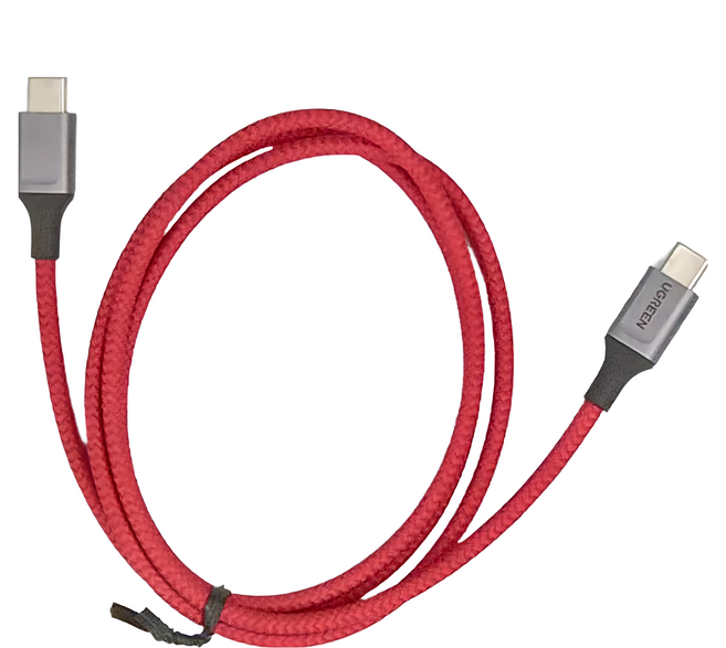 UGREEN 綠聯 3A USB Type-C公對公快充傳輸線, 1m, 紅色, 1條